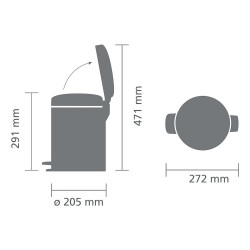 Cos de gunoi cu pedala Brabantia NewIcon 1008841, 5 L, Inchidere lina, Baza antiderapanta, Finisaj satinat, Maro