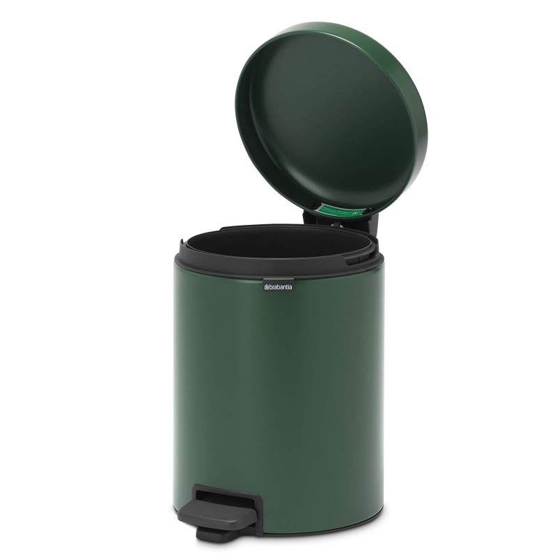 Cos de gunoi cu pedala Brabantia NewIcon 1003199, 5 L, Inchidere lina, Baza antiderapanta, Verde inchis