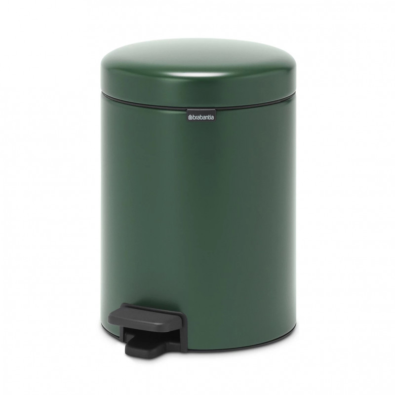 Cos de gunoi cu pedala Brabantia NewIcon 1003199, 5 L, Inchidere lina, Baza antiderapanta, Verde inchis