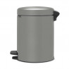 Cos de gunoi cu pedala Brabantia NewIcon 1001097, 5 L, Inchidere lina, Baza antiderapantă, Finisaj mineral, Gri