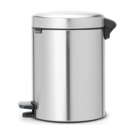 Cos de gunoi cu pedala Brabantia NewIcon 649016, 5 L, Inchidere lina, Baza antiderapanta, Rezistent la amprente, Inox