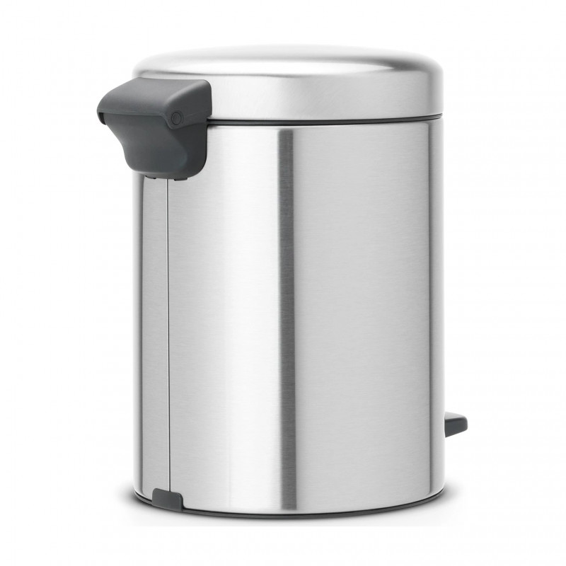 Cos de gunoi cu pedala Brabantia NewIcon 649016, 5 L, Inchidere lina, Baza antiderapanta, Rezistent la amprente, Inox