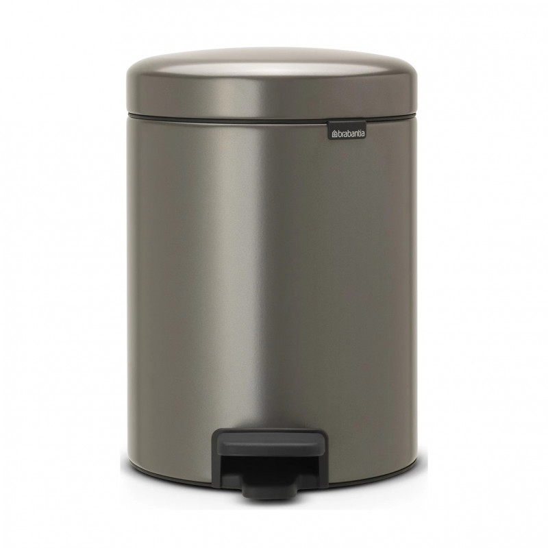 Cos de gunoi cu pedala Brabantia NewIcon 649012, 5 L, Inchidere lina, Baza antiderapanta, Gri