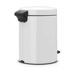 Cos de gunoi cu pedala Brabantia NewIcon 649004, 5 L, Inchidere lina, Baza antiderapanta, Alb