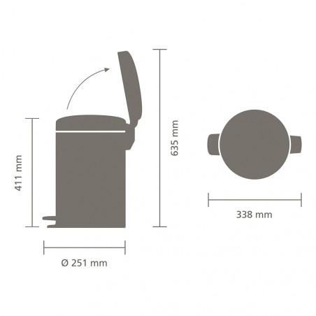 Cos de gunoi cu pedala Brabantia NewIcon 1008844, 12 L, Inchidere lina, Baza antiderapanta, Galben