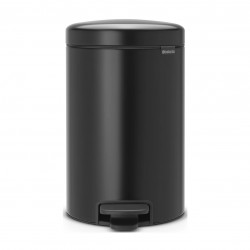 Cos de gunoi cu pedala Brabantia NewIcon 649029, 12 L, Inchidere lina, Baza antiderapanta, Negru